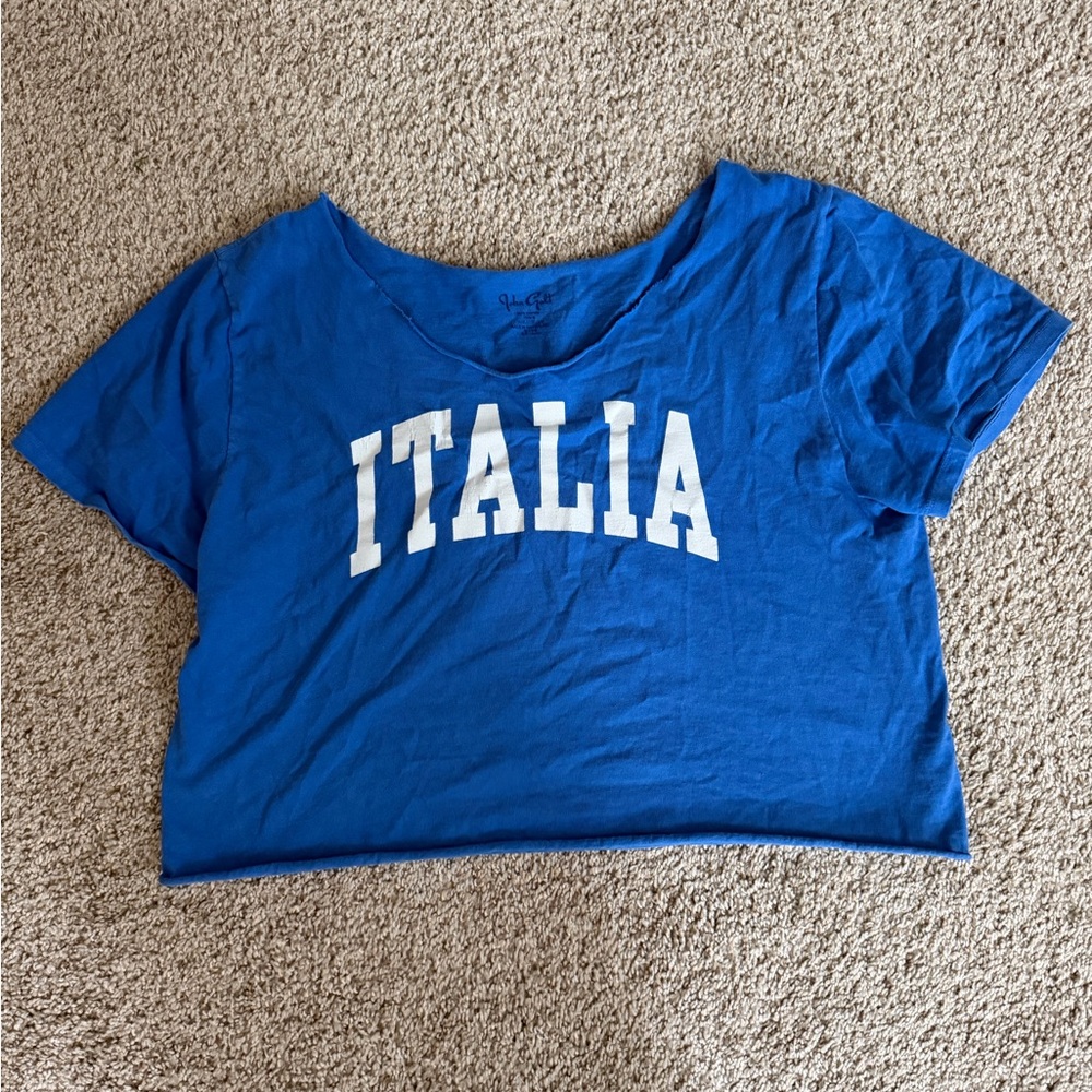 Brandy Melville - Off the Shoulder Blue Italia T-Shirt
